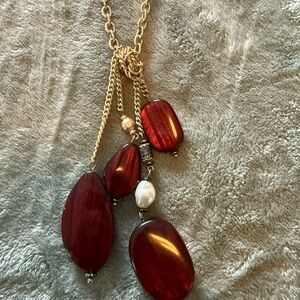 Elegant Red and Gold Necklace Chico’s